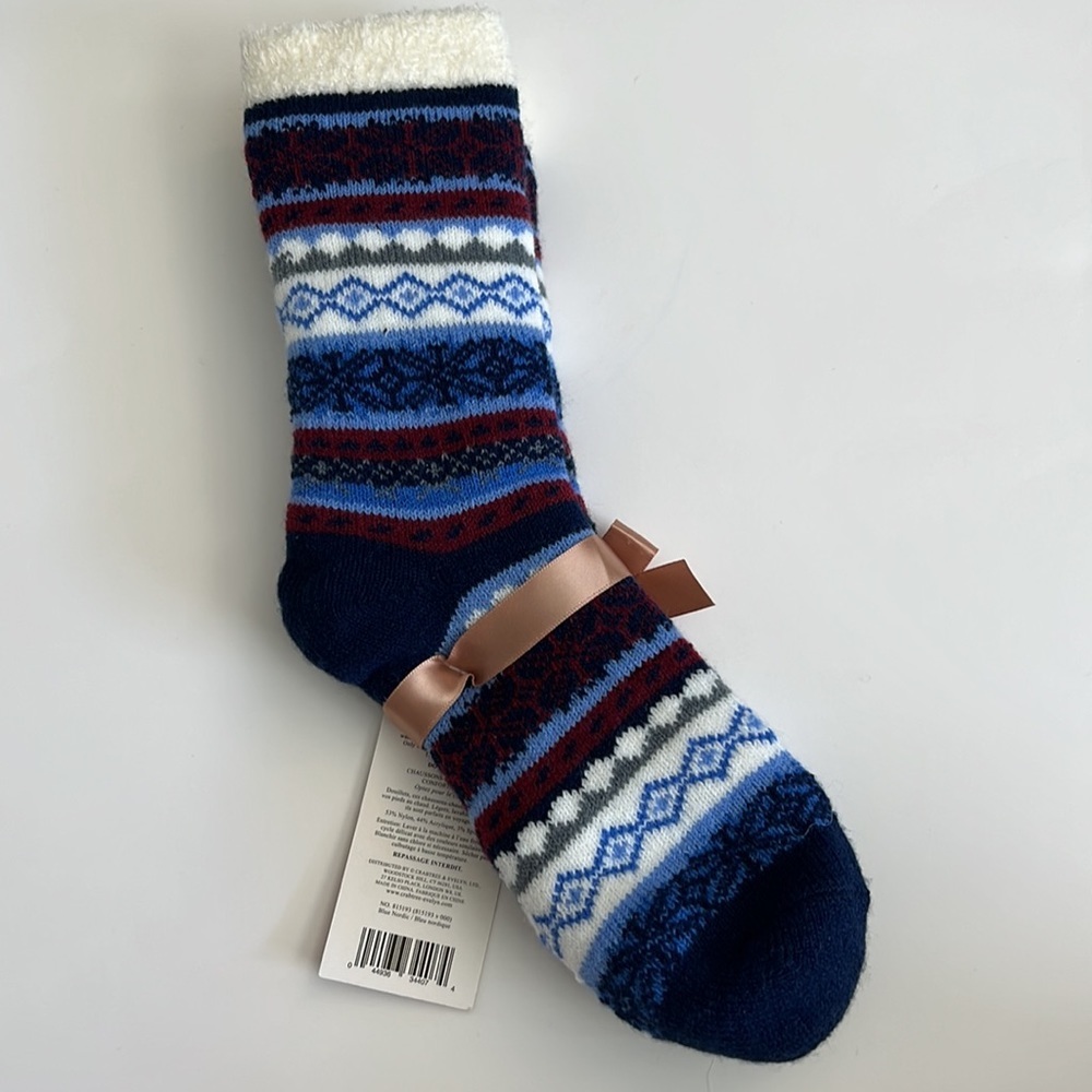 Crabtree & Evelyn Cozy Socks Blue Nordic Womens Size 5-8 - Picture 4 of 6